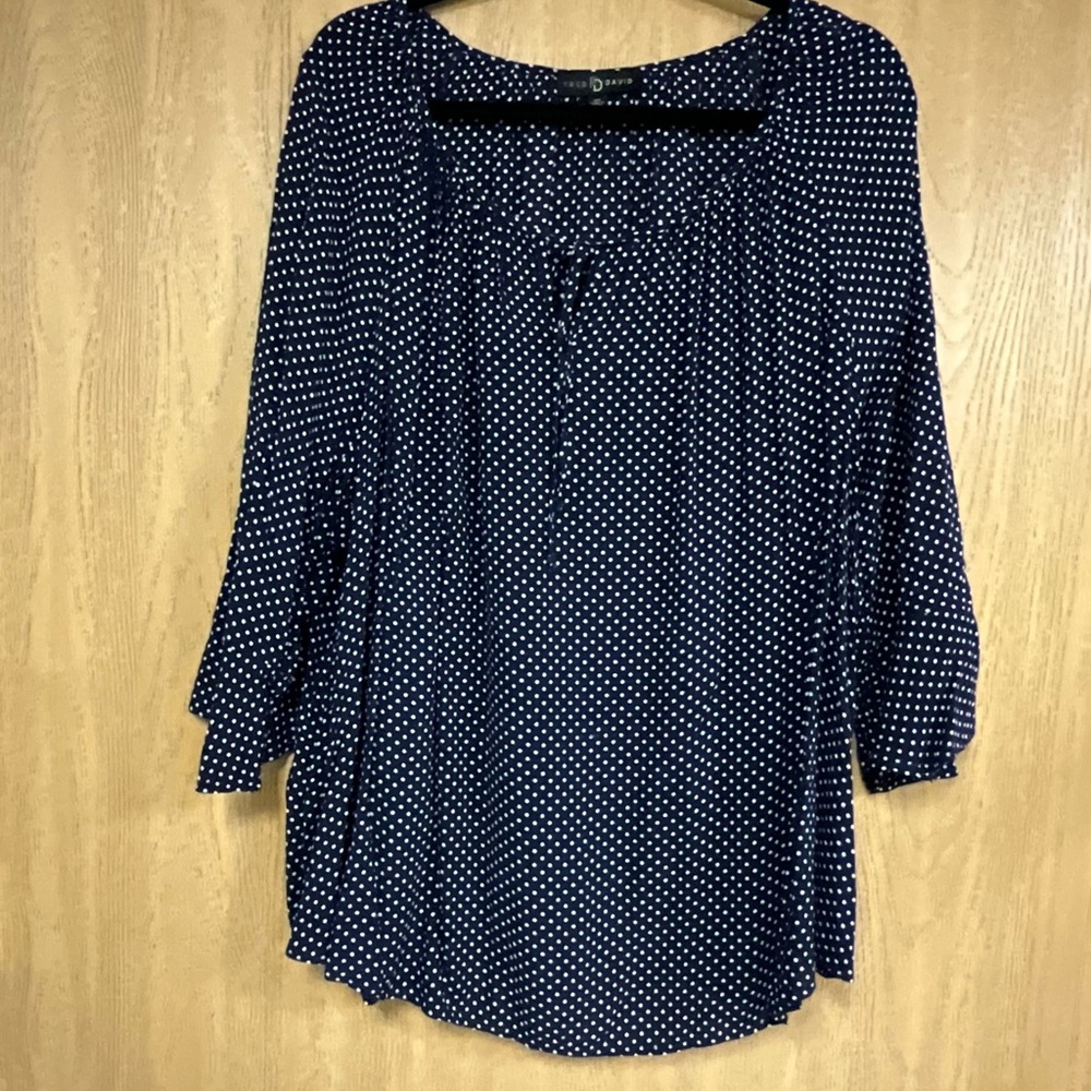 Women's Navy Polka Dot Top
